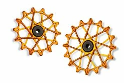 Galets De Dérailleur Garbaruk Oversize - Orange -vélo Soldes shimano 14 16 galets derailleur garbaruk sram transmission performance aluminium leger baroudeur cycles revendeur lyon france orange