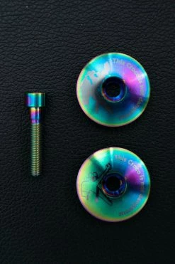 Top Cap Titane O'Mayo Croco -vélo Soldes top cap capot de potence titane omayo baroudeur cycles revendeur lyon oil slick